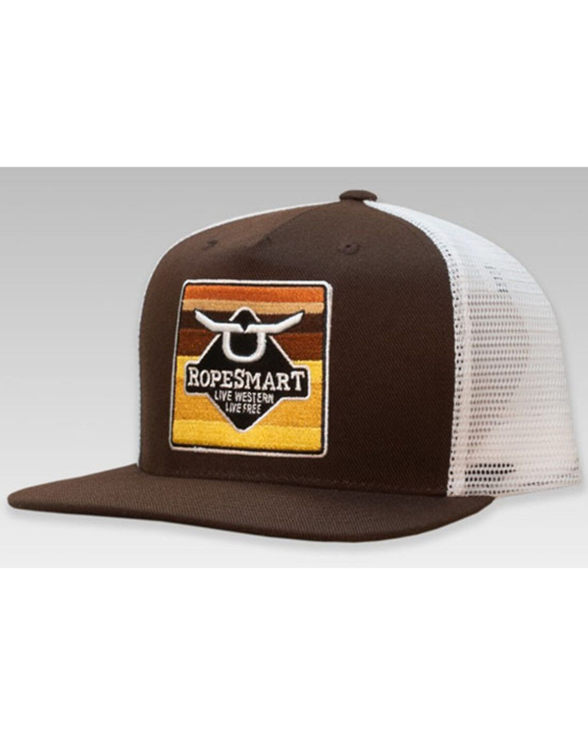 Men's Ropesmart Brown Solo Serape Steerhead Embroidered Patch Mesh-Bac