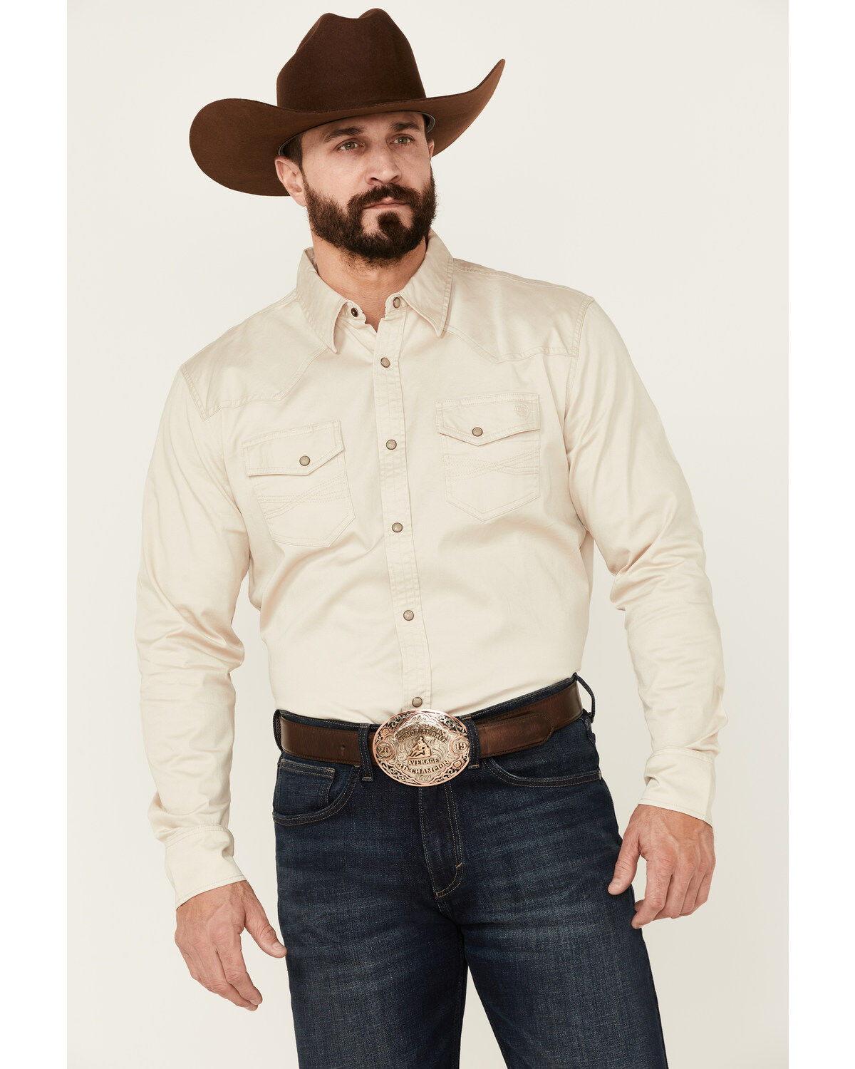 Men's Blue Ranchwear Heavy Twill Long Sleeve Snap Stretch Western Shir