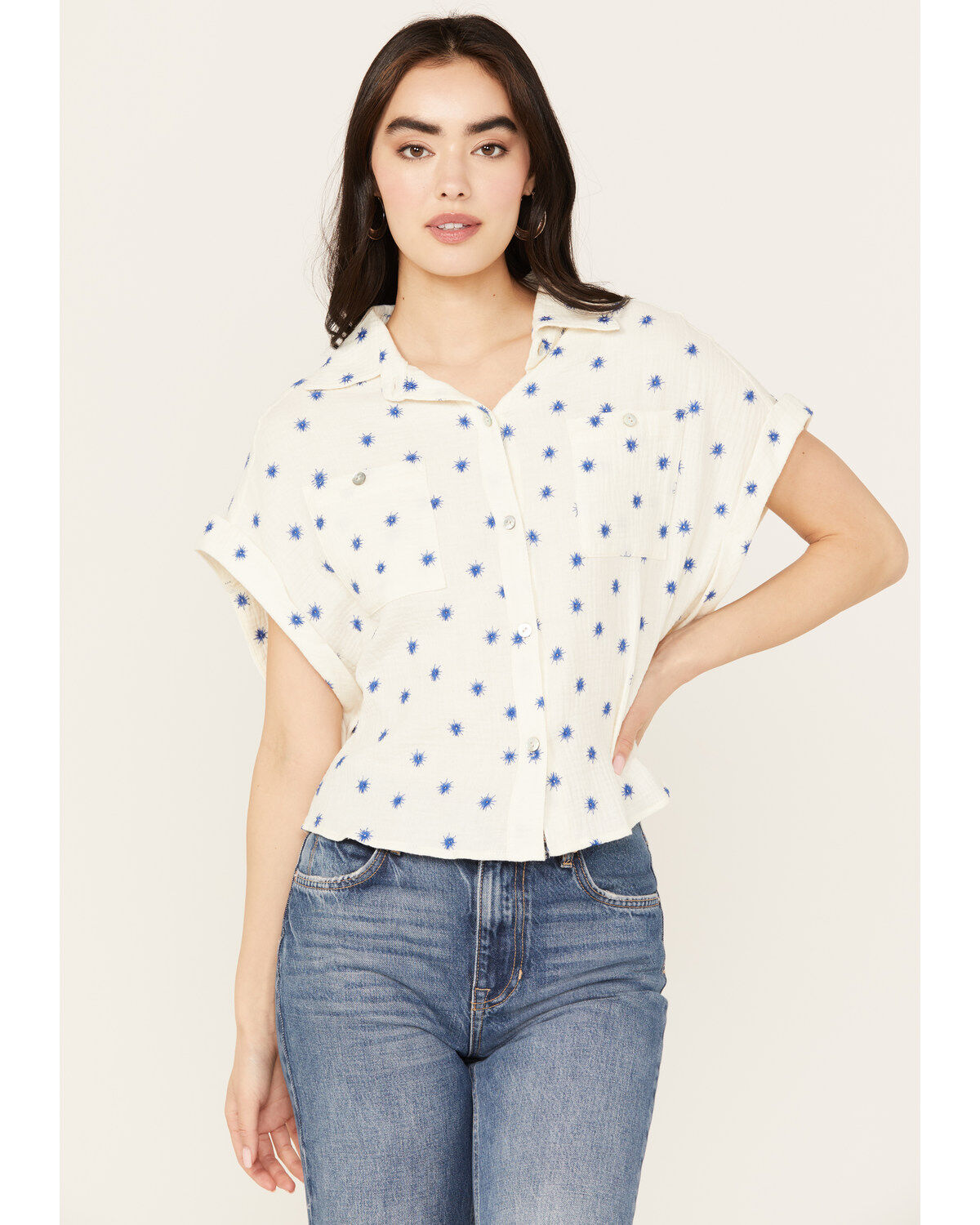 Women's Wild Moss Short Sleeve Embroidered Campshirt