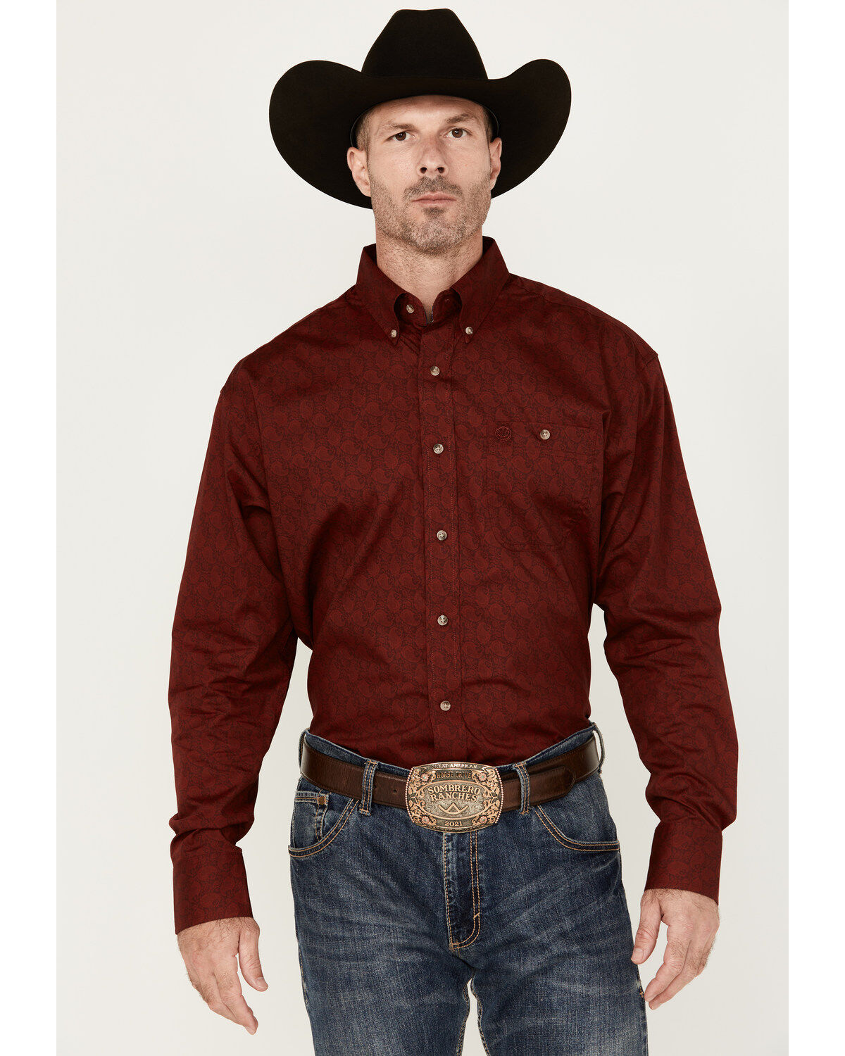 Men's Wrangler George Strait by Paisley Print Long Sleeve Button-Down