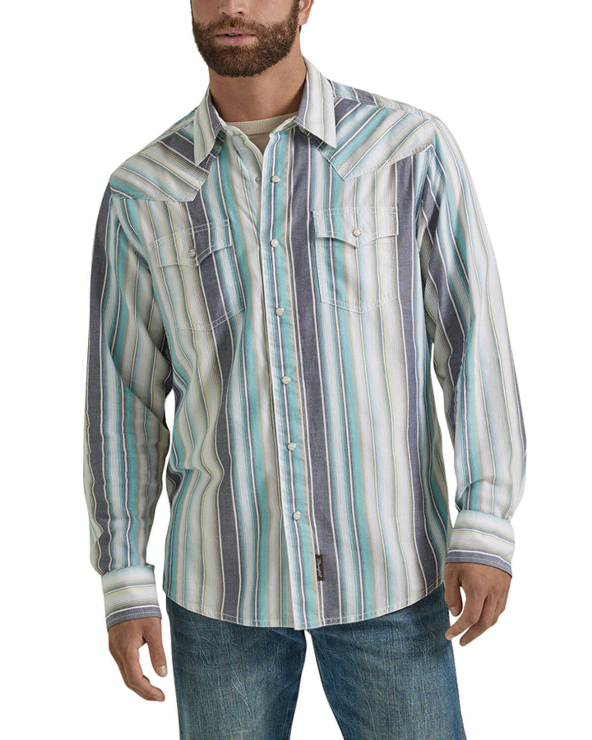 Men's Wrangler Retro Striped Long Sleeve Snap Western Shirt