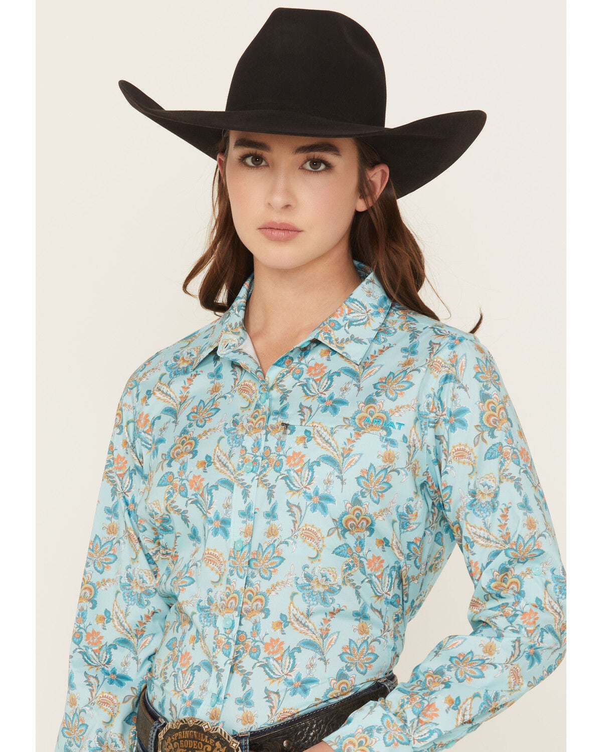 Women's Ariat VentTEK Floral Paisley Print Long Sleeve Button-Down Str