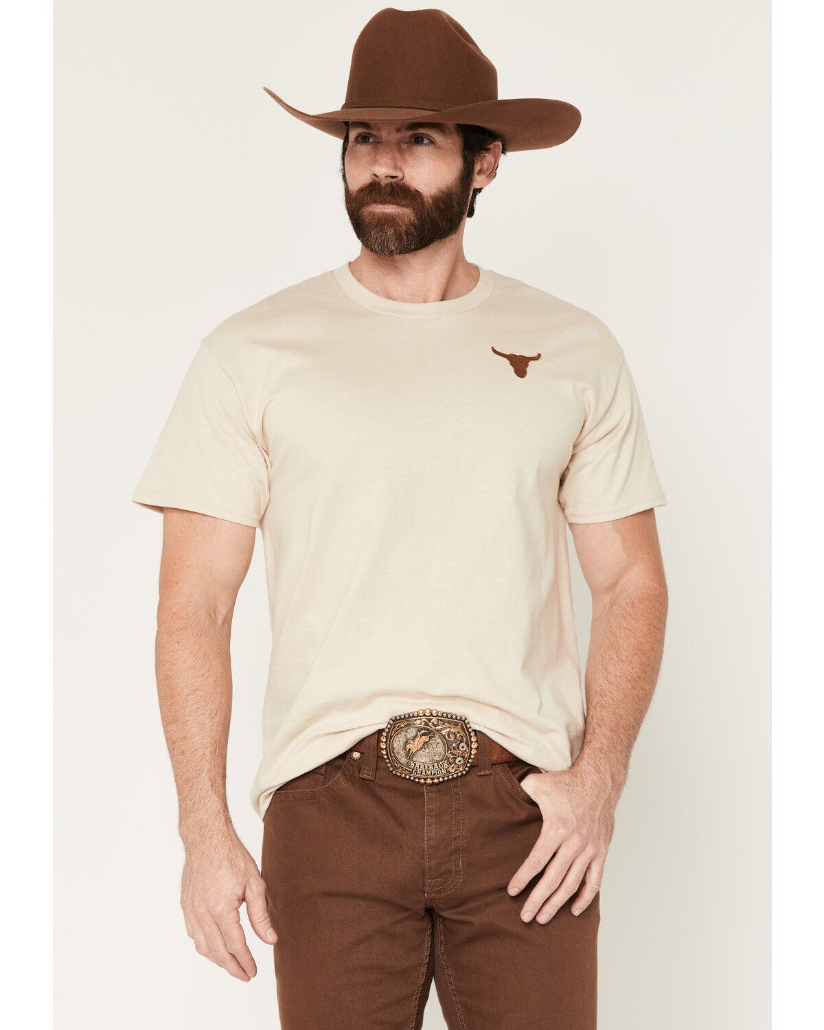 Men's Cody James Bull Skull Embroidered Short Sleeve Graphic T-Shirt