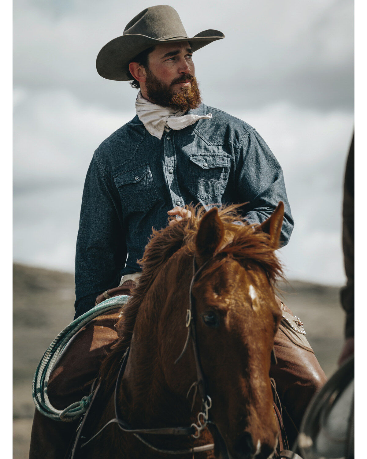 Men's Blue Ranchwear Heavyweight Dark Wash Denim Snap Western Shirt