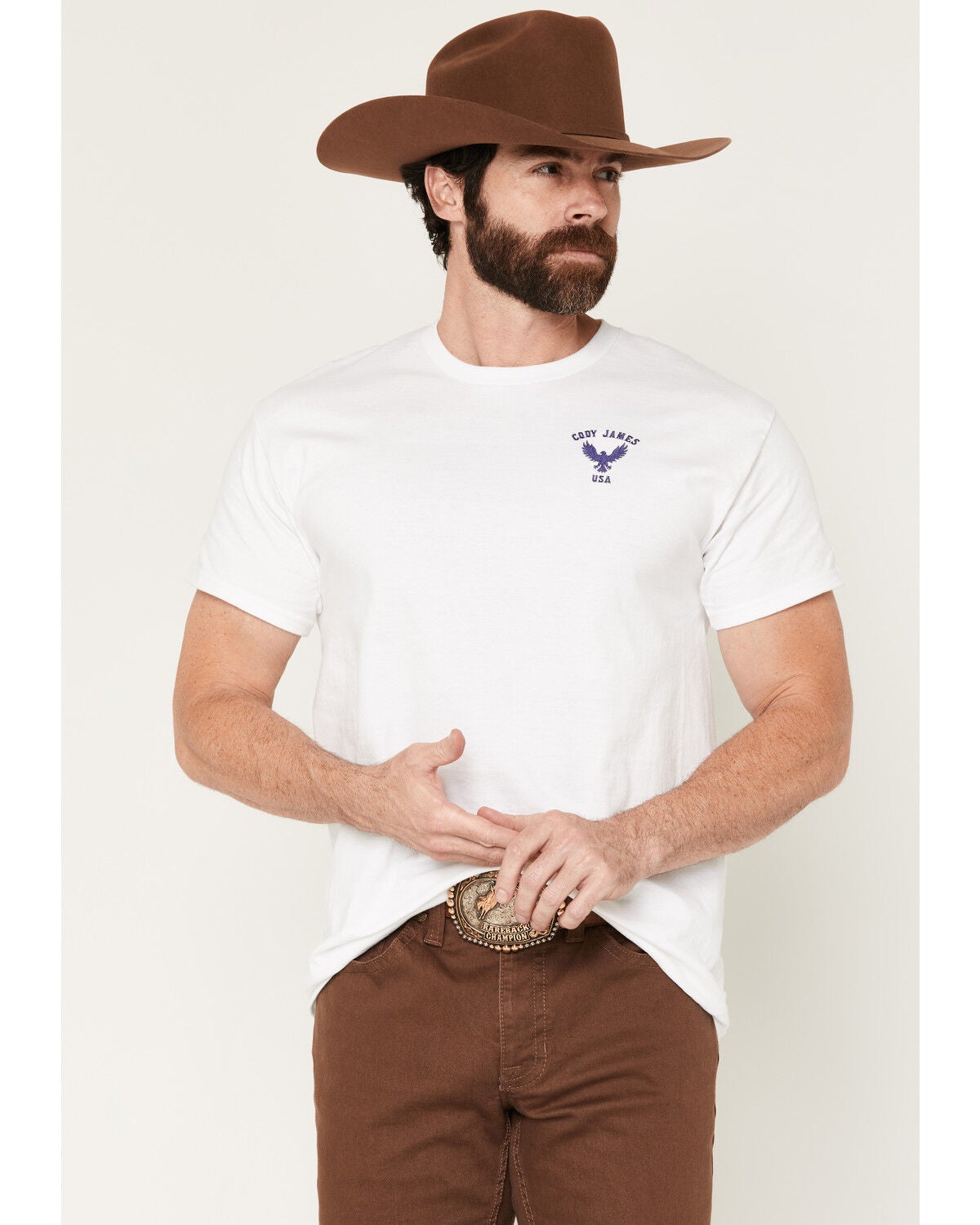 Men's Cody James USA Eagle Embroidered Short Sleeve Graphic T-Shirt
