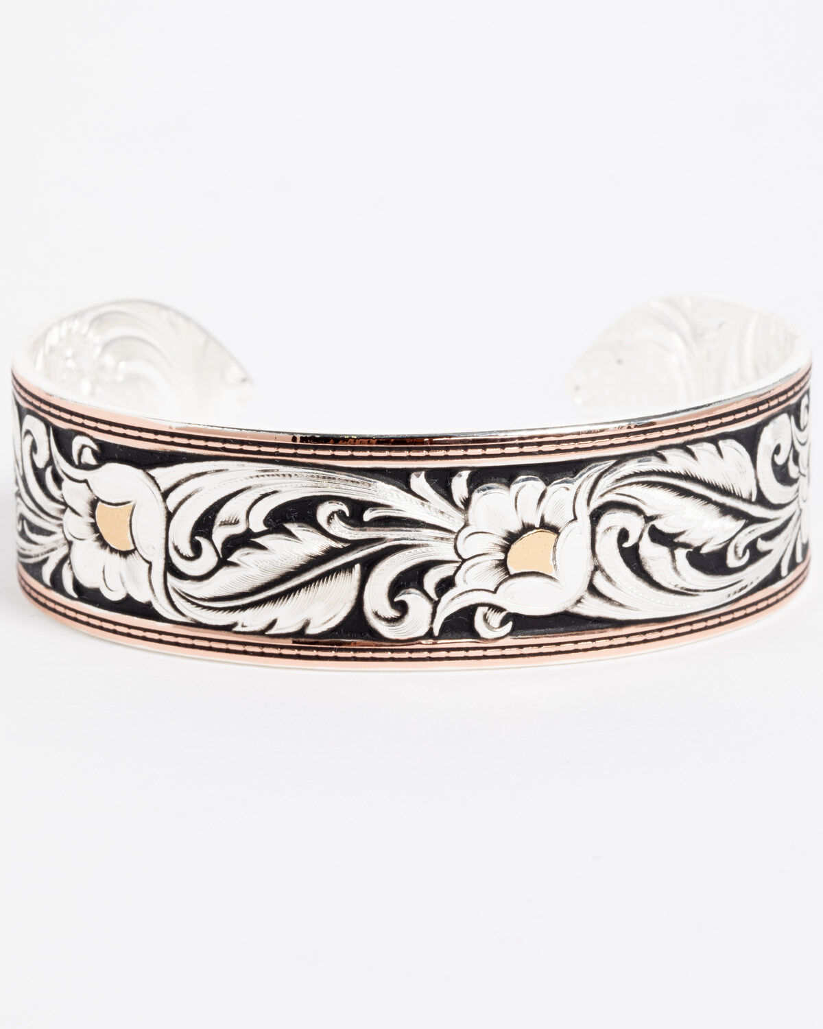 Women's Montana Silversmiths LeatherCut Tri-Colored Floral Cuff Bracel