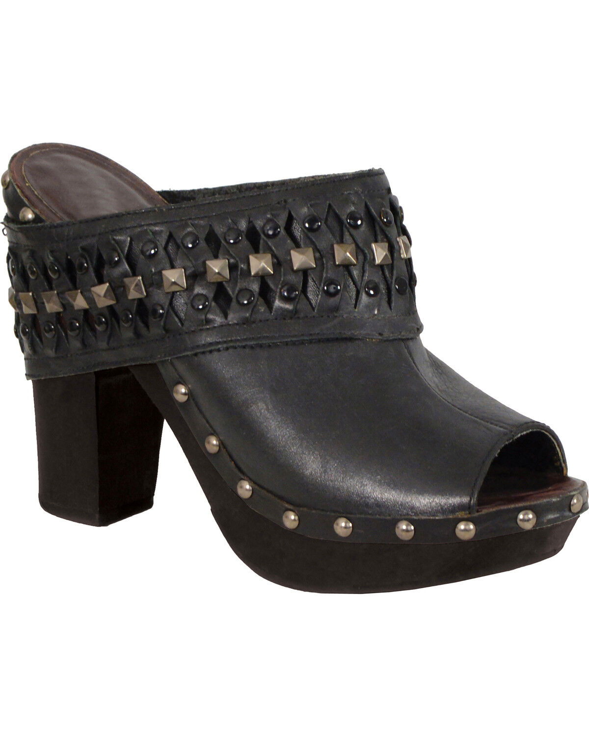 Women's Milwaukee Leather Peep Toe Clogs