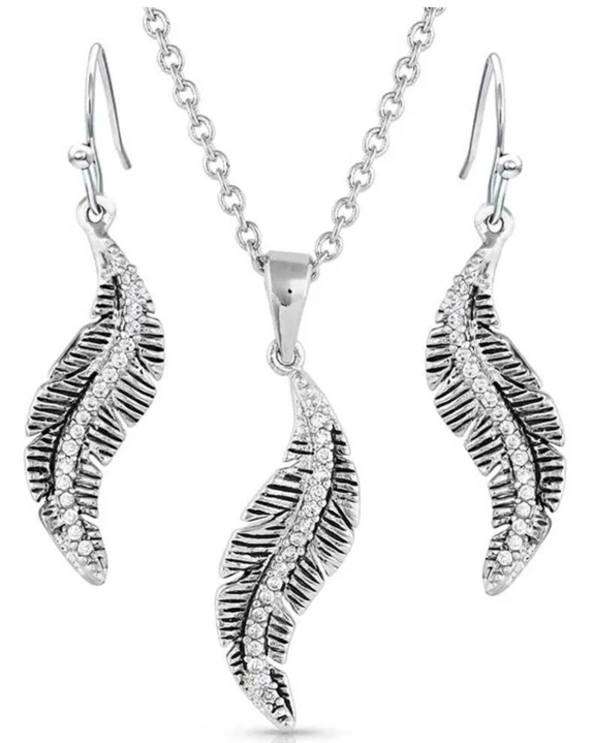 Women's Montana Silversmiths All About The Curve Feather Jewelry Set -