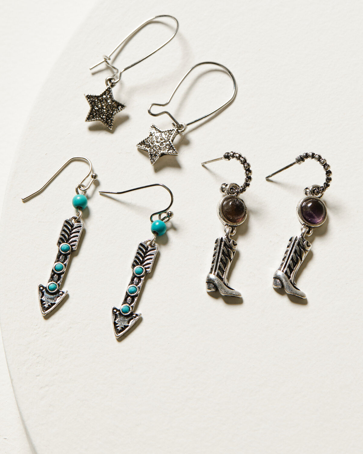 Women's Shyanne 3-Piece Silver Arrow Boot & Star Earrings Set