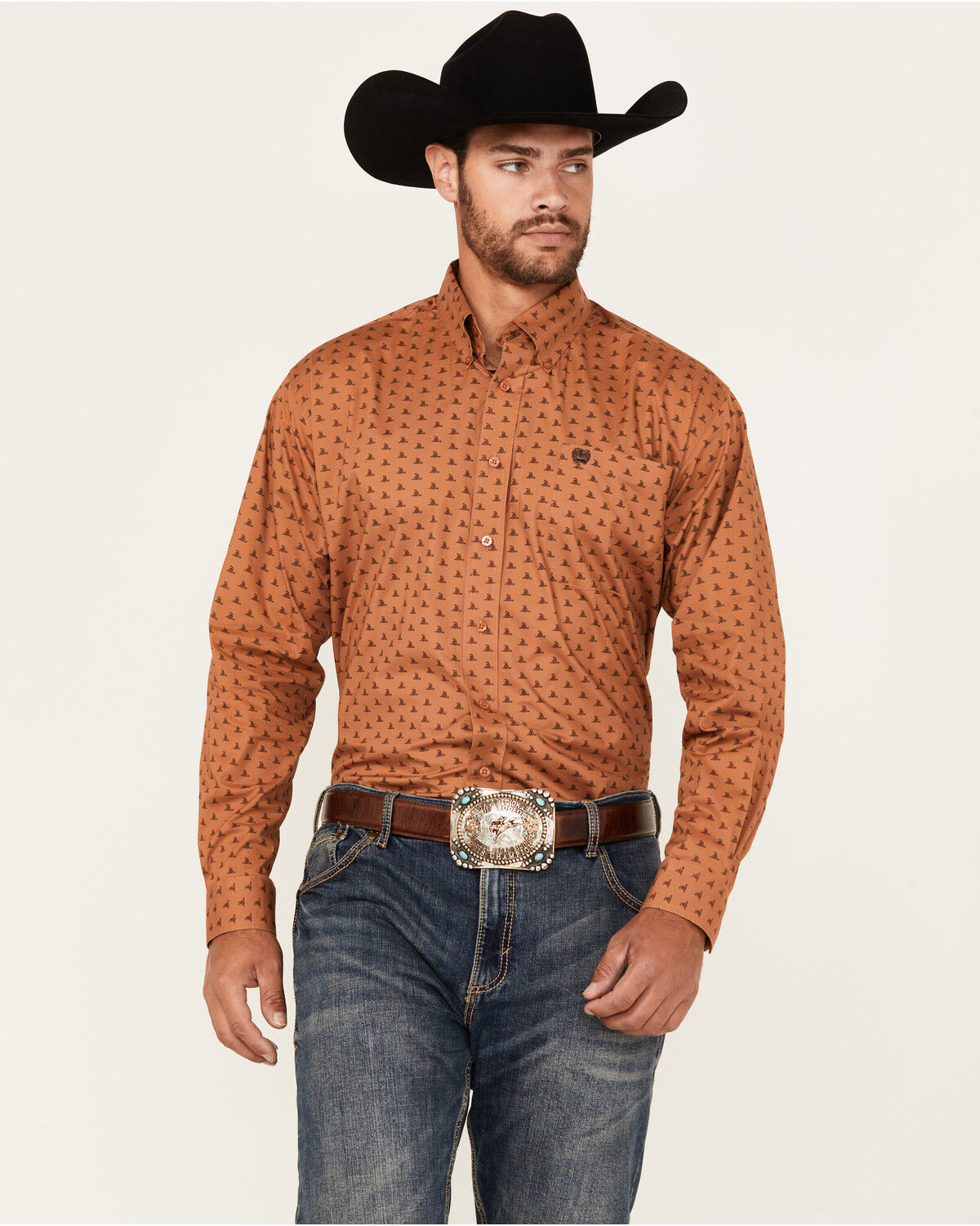 Men's Cinch Mini Snake Print Long Sleeve Button-Down Western Shirt