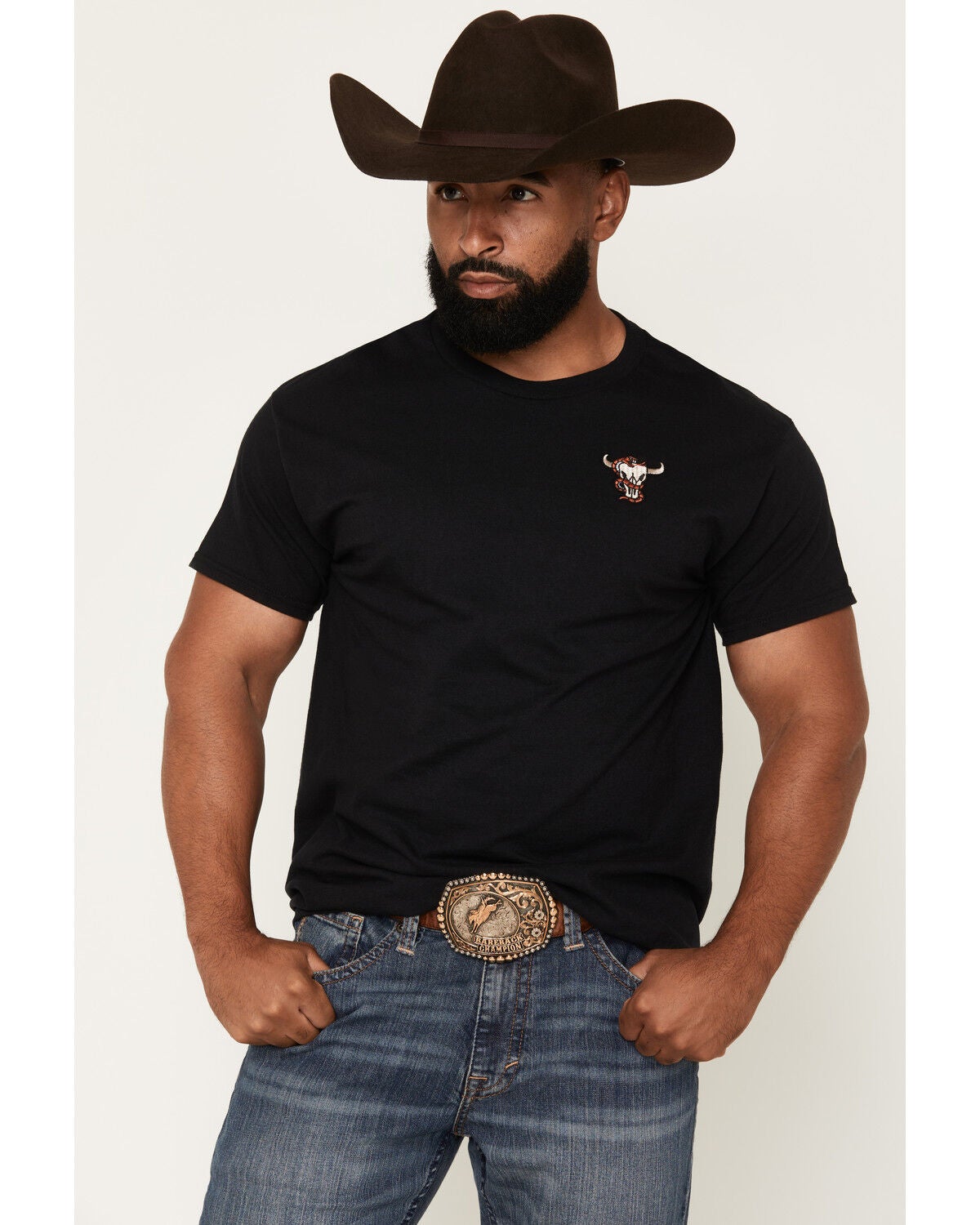 Men's Cody James Skull and Snake Embroidered Short Sleeve Graphic T-Sh