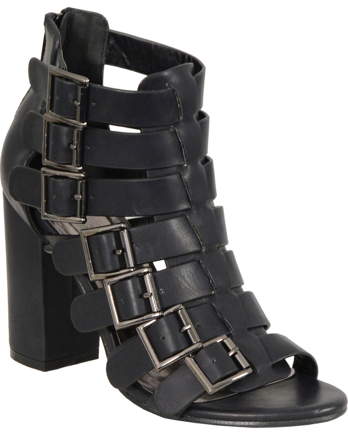Women's Milwaukee Leather Black Block Heel Strappy Sandals