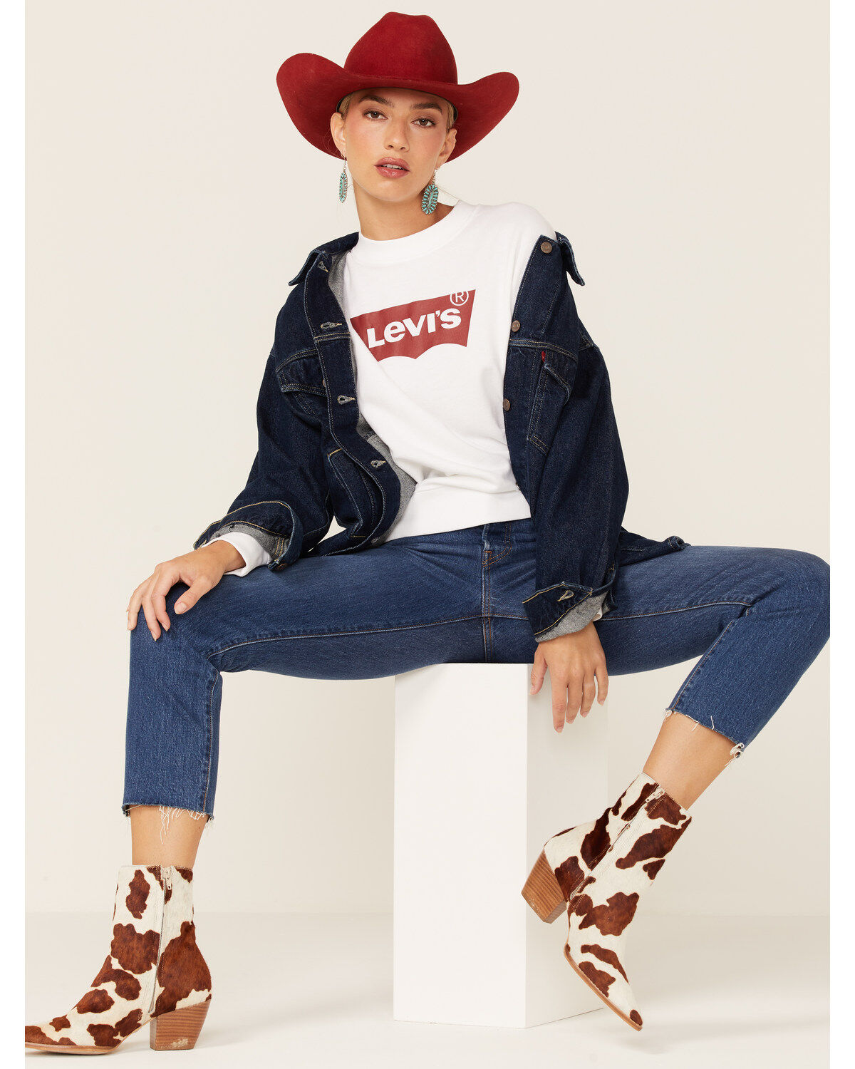 Women's Levis White Batwind Logo Crew Sweatshirt