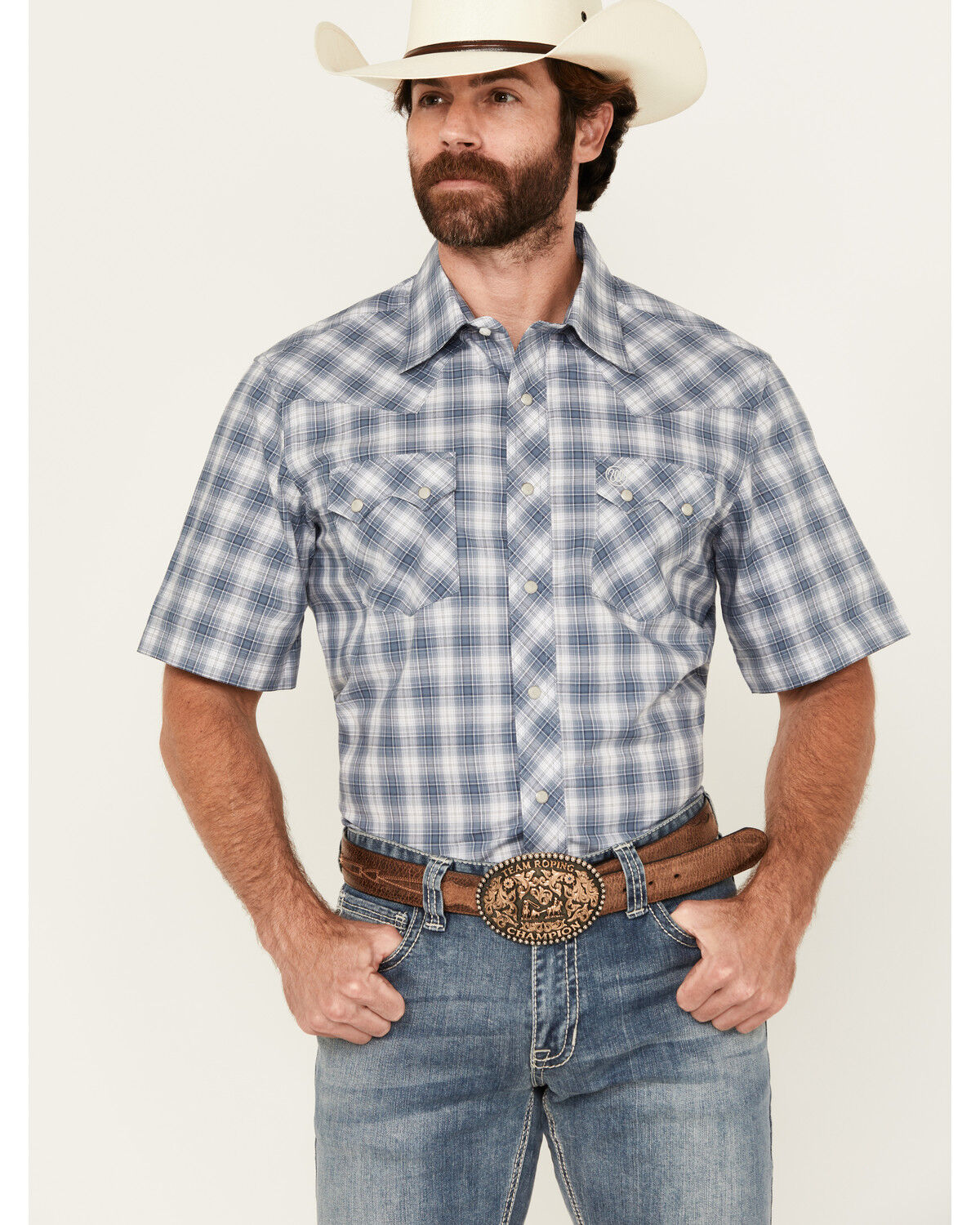 Men's Wrangler Retro Plaid Print Long Sleeve Snap Western Shirt