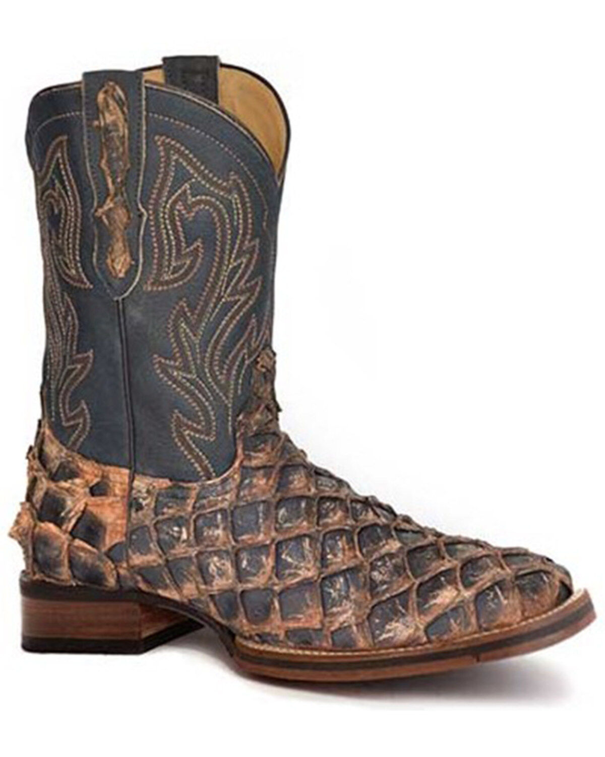 Men's Stetson Predator Exotic Pirarucu Western Boots - Broad Square To