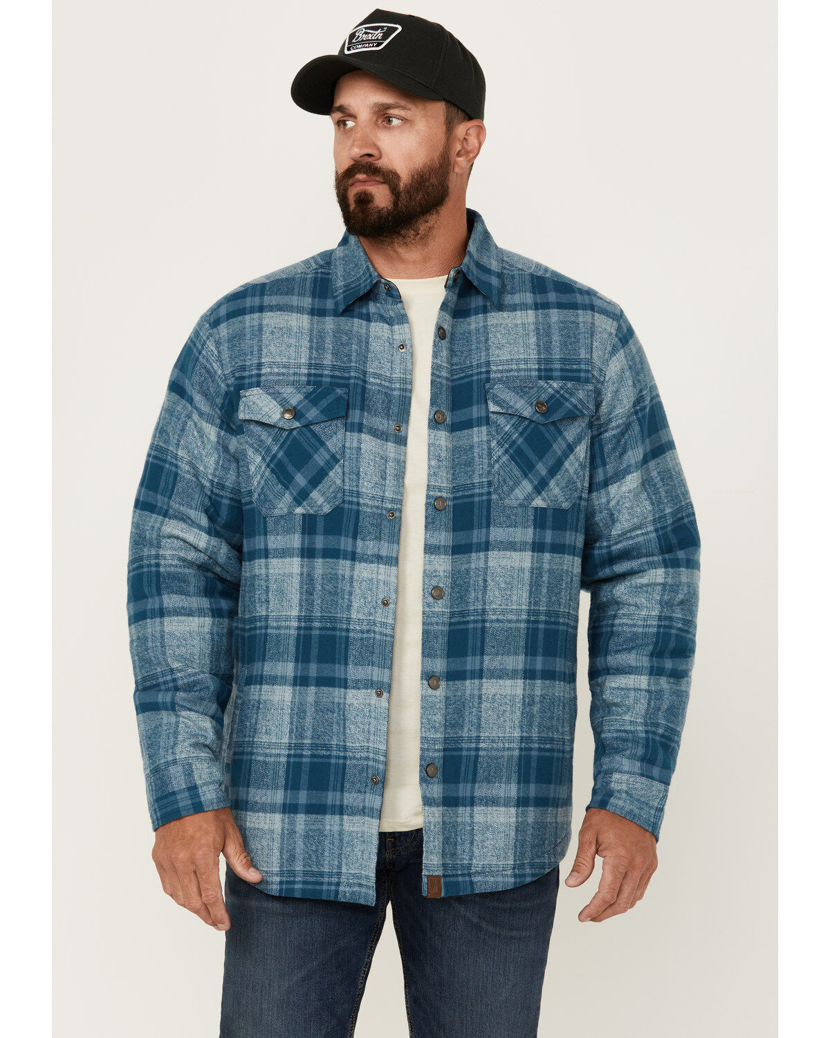Men's Dakota Grizzly Ivan Plaid Print Sherpa Lined Shirt Jacket
