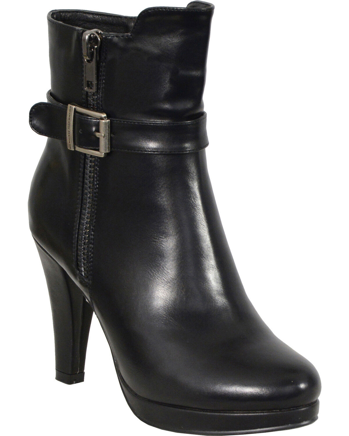 Women's Milwaukee Leather Side Zipper Entry High Heel Boots - Round To