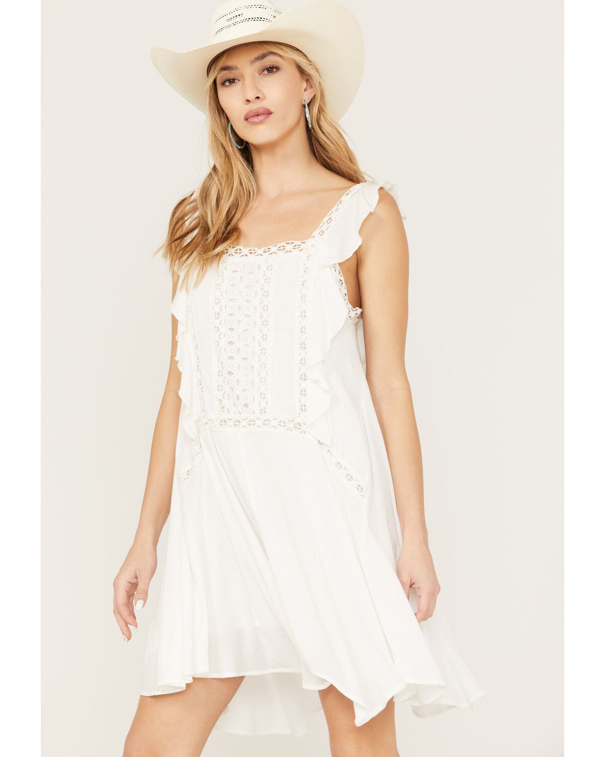 Women's Wild Moss Crochet Trim Mini Dress