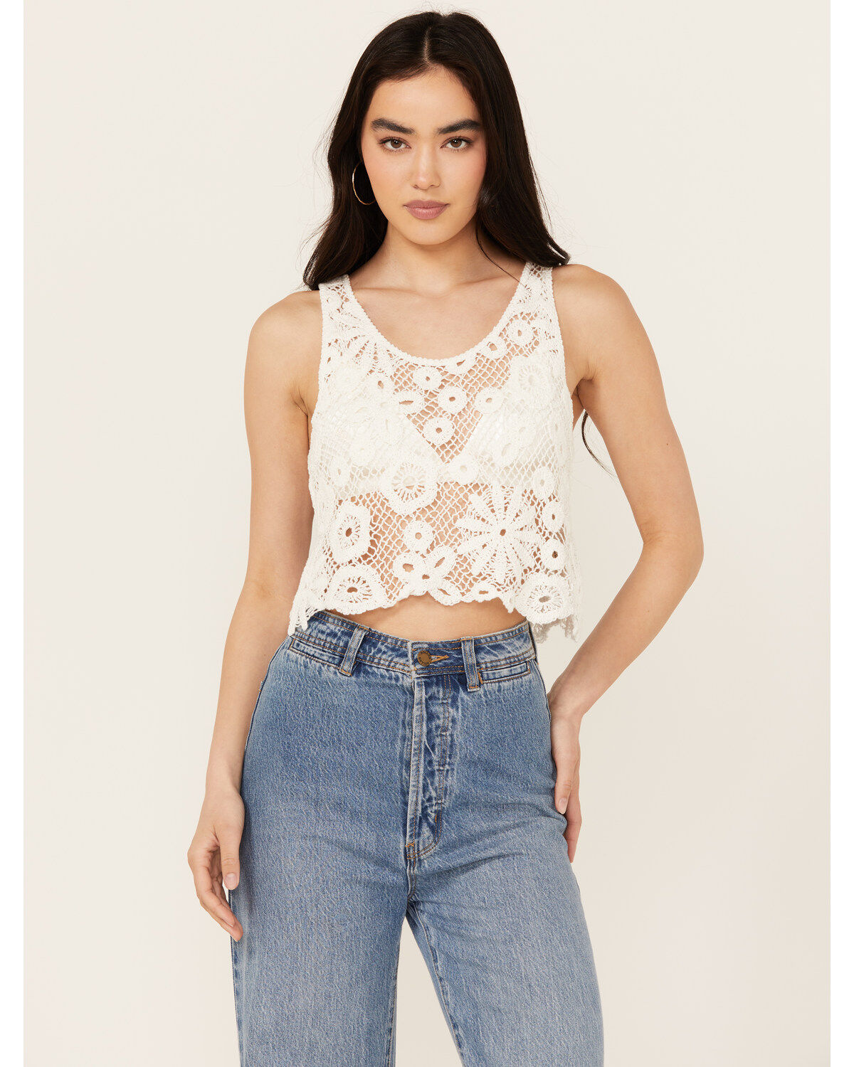 Women's New In Floral Lace Sleeveless Tank