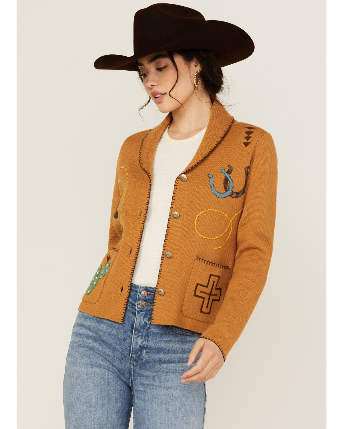 Women's Pendleton Conversational Print Embroidered Cardigan