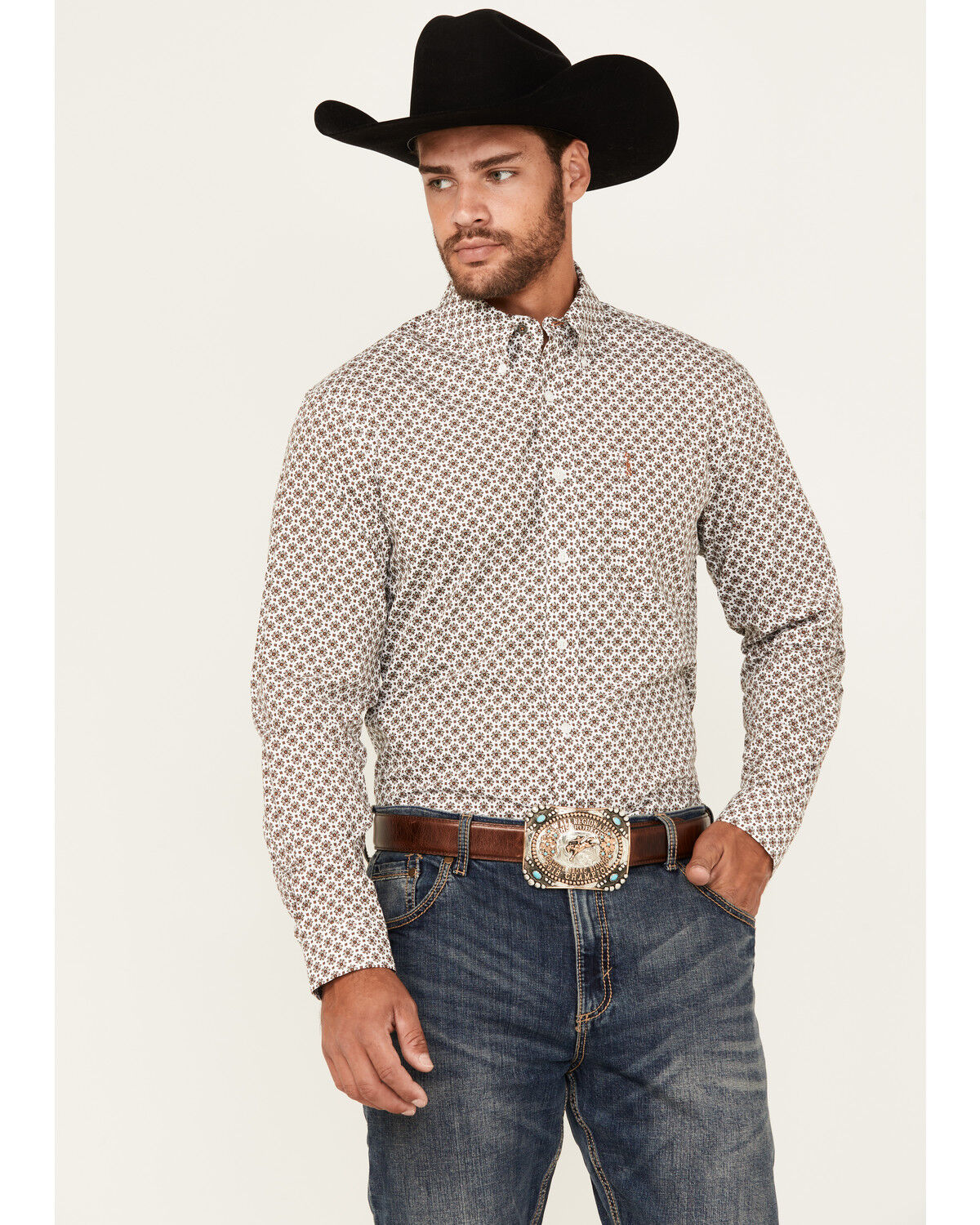 Men's Cinch Geo Print Long Sleeve Button-Down Western Shirt