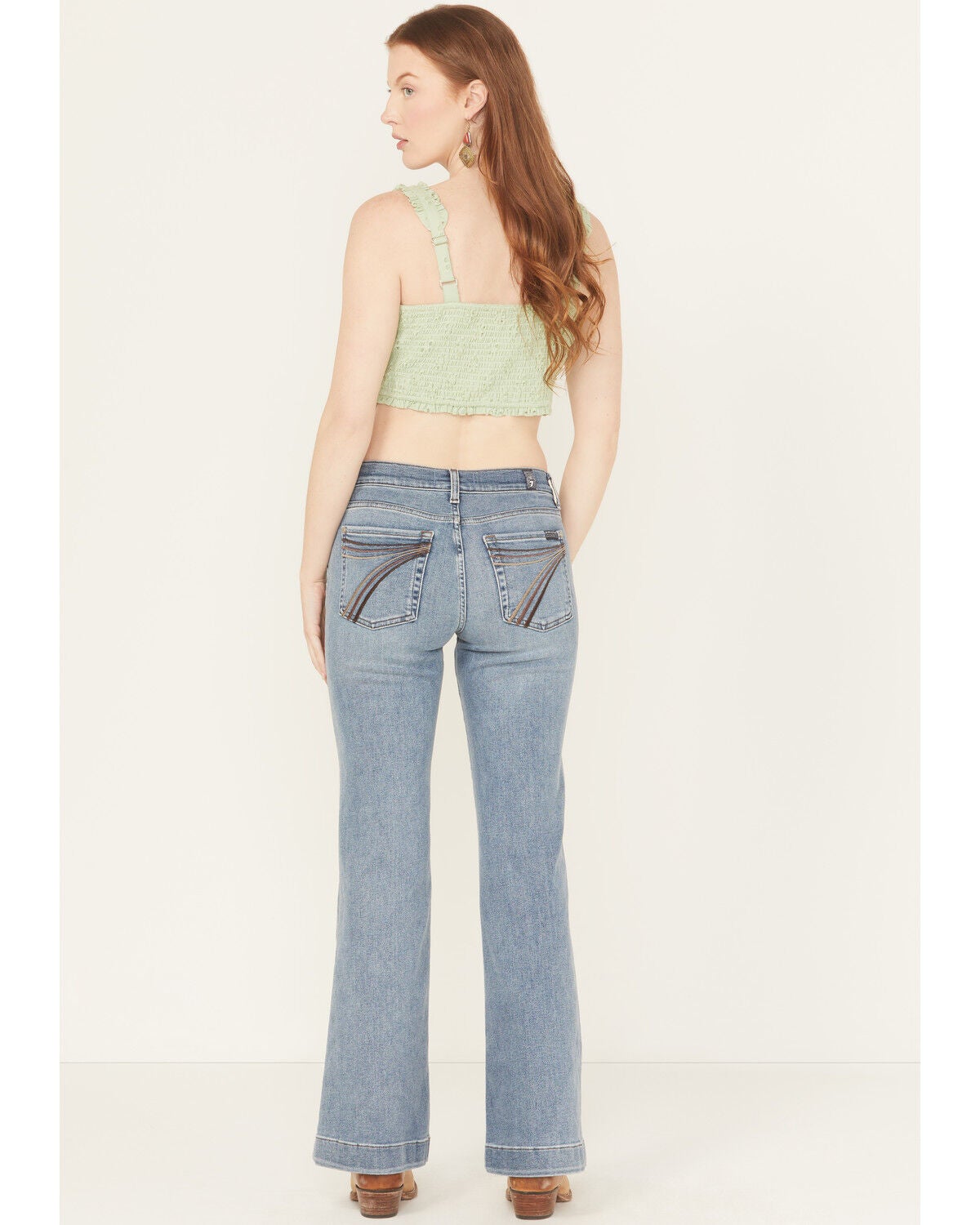 Women's 7 For All Mankind Dojo Tailorless Light Wash Mid Rise Flared S