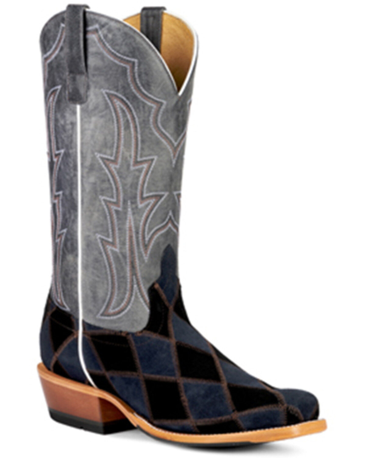 Men's Horse Power Patchwork Suede Western Boots - Square Toe