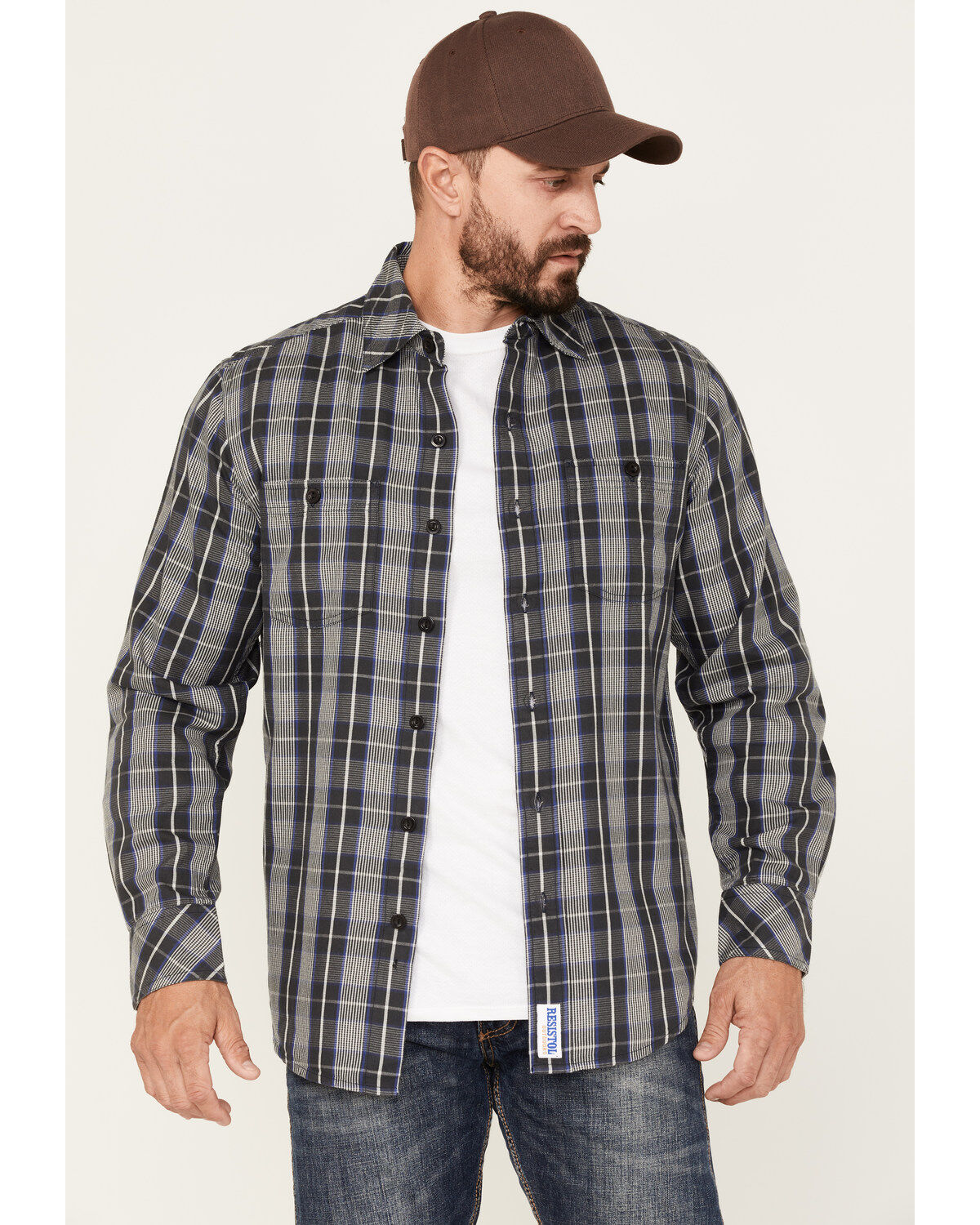 Men's Resistol Cooper Medium Plaid Long Sleeve Button Down Shirt