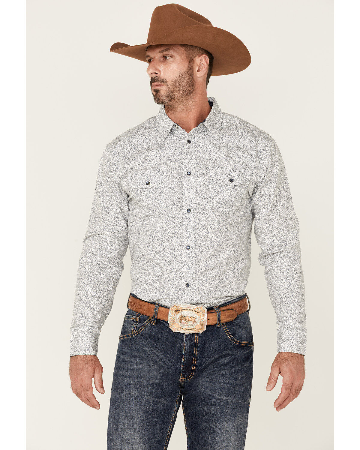 Men's Moonshine Spirit Route 95 Mini Floral Print Long Sleeve Snap Wes