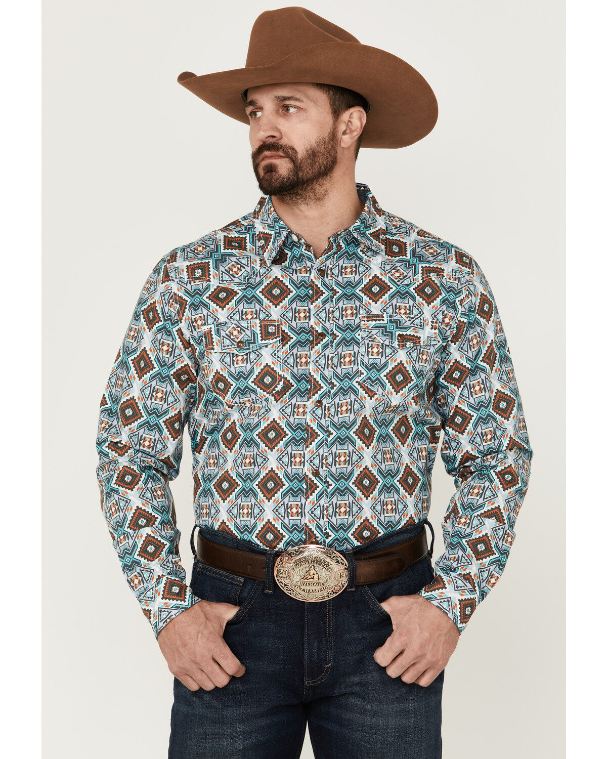 Men's Cody James Great Plains Southwestern Print Long Sleeve Snap West