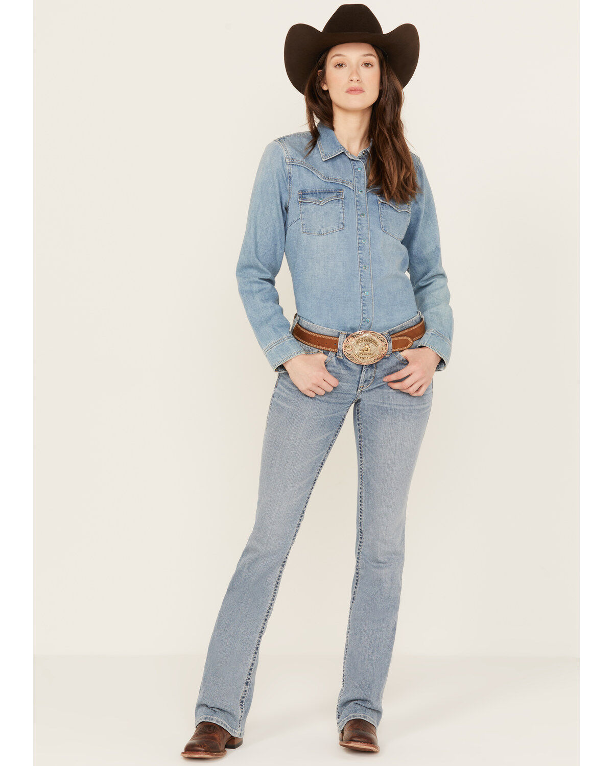 Women's Ariat Light Wash Mid Rise Kehlani Stretch Bootcut Jeans
