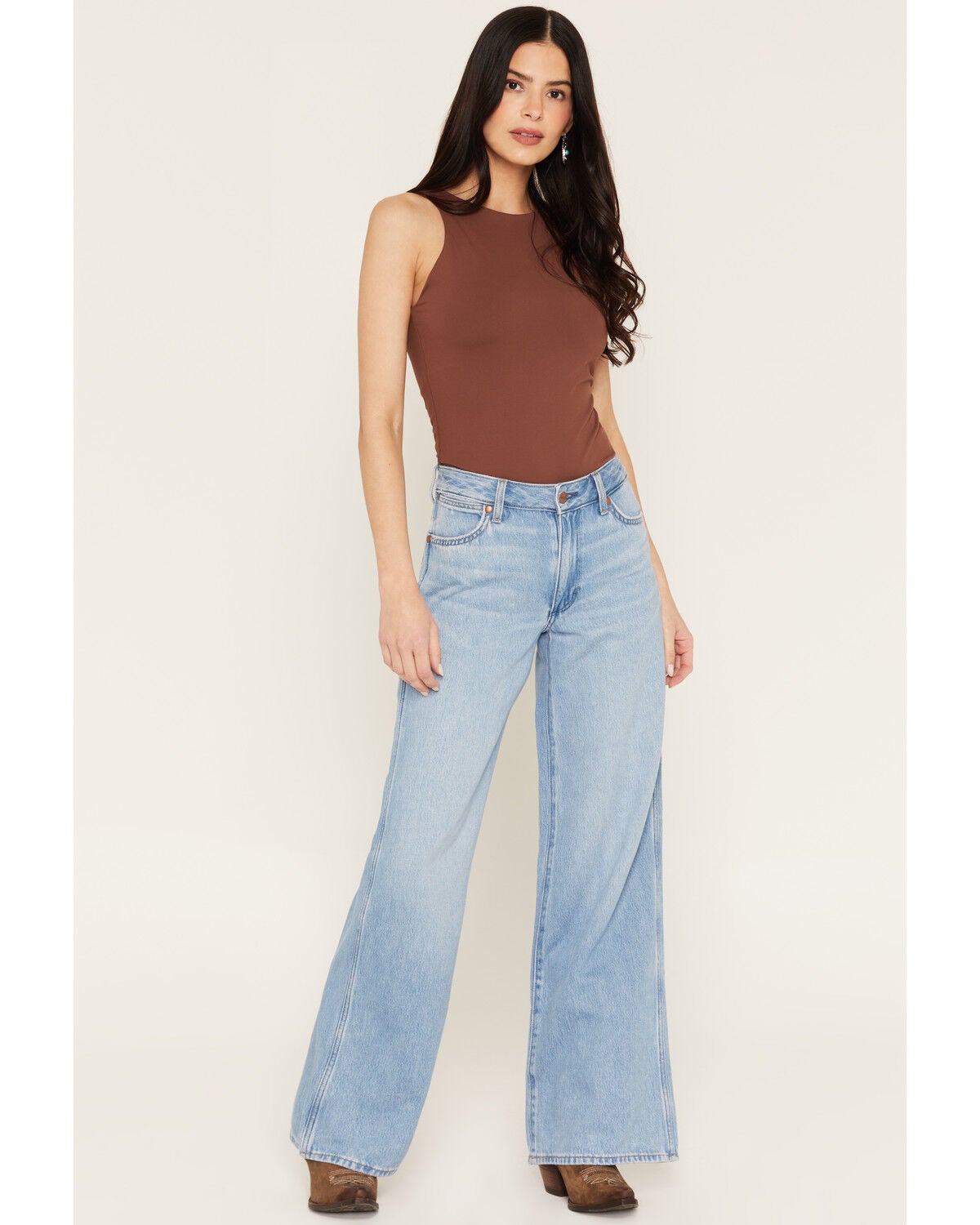 Women's Wrangler High Rise Light Wash Ultra Soft Worldwide Wide Denim