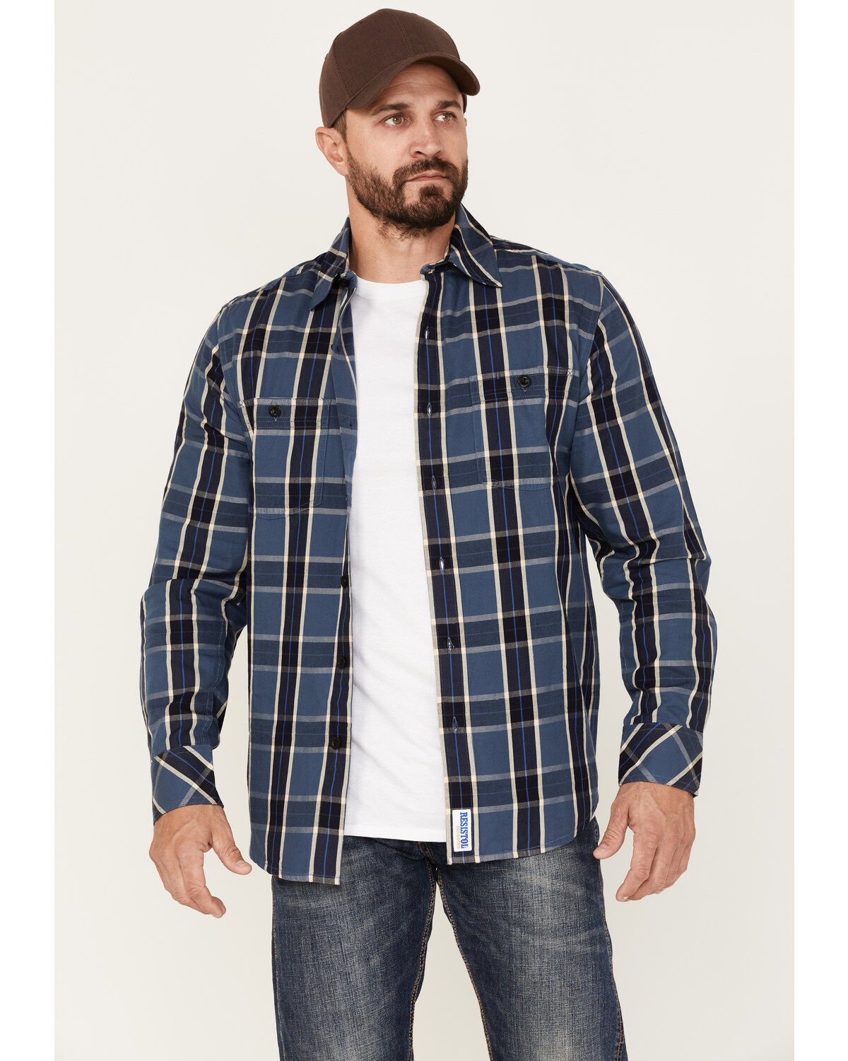 Men's Resistol Canon Large Plaid Long Sleeve Button Down Shirt