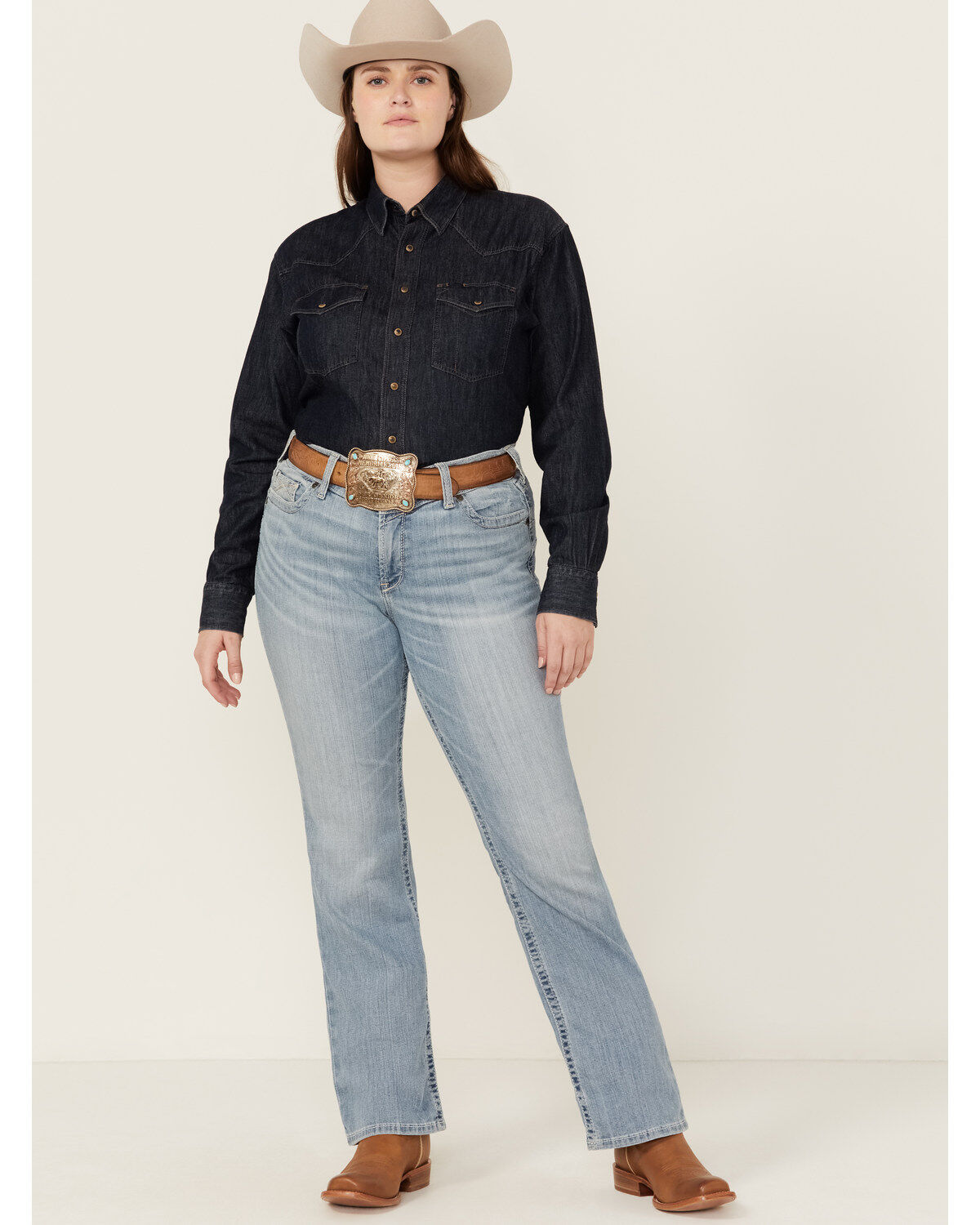 Women's Ariat Light Wash Mid Rise Kehlani Stretch Bootcut Jeans - Plus