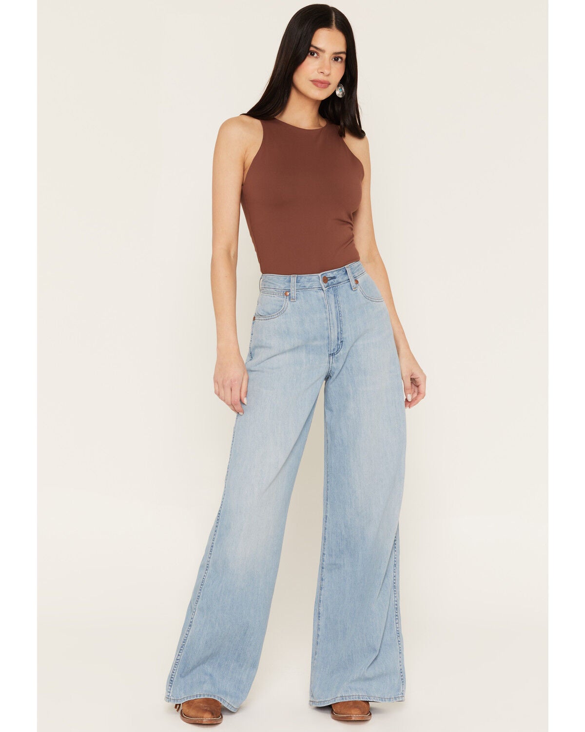 Women's Wrangler High Rise Light Wash Canyon Wide Denim Jeans