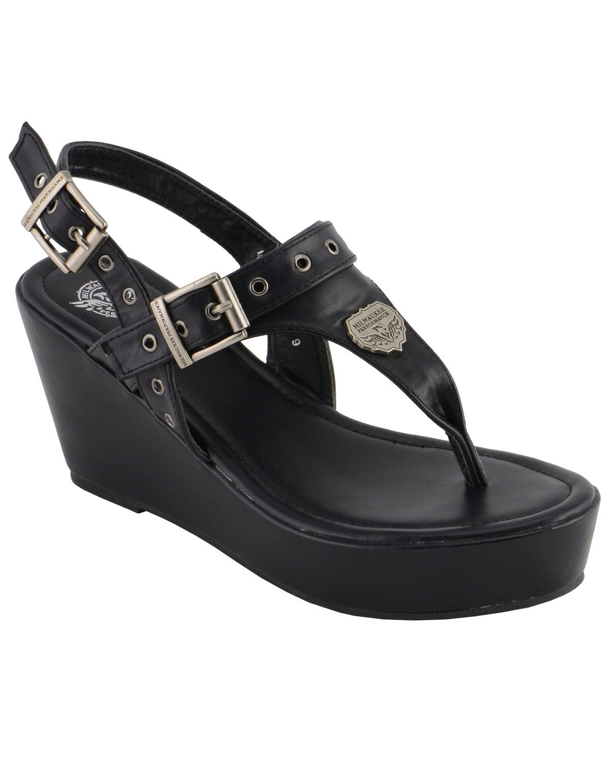 Women's Milwaukee Leather Buckle Strap Wedge Sandals