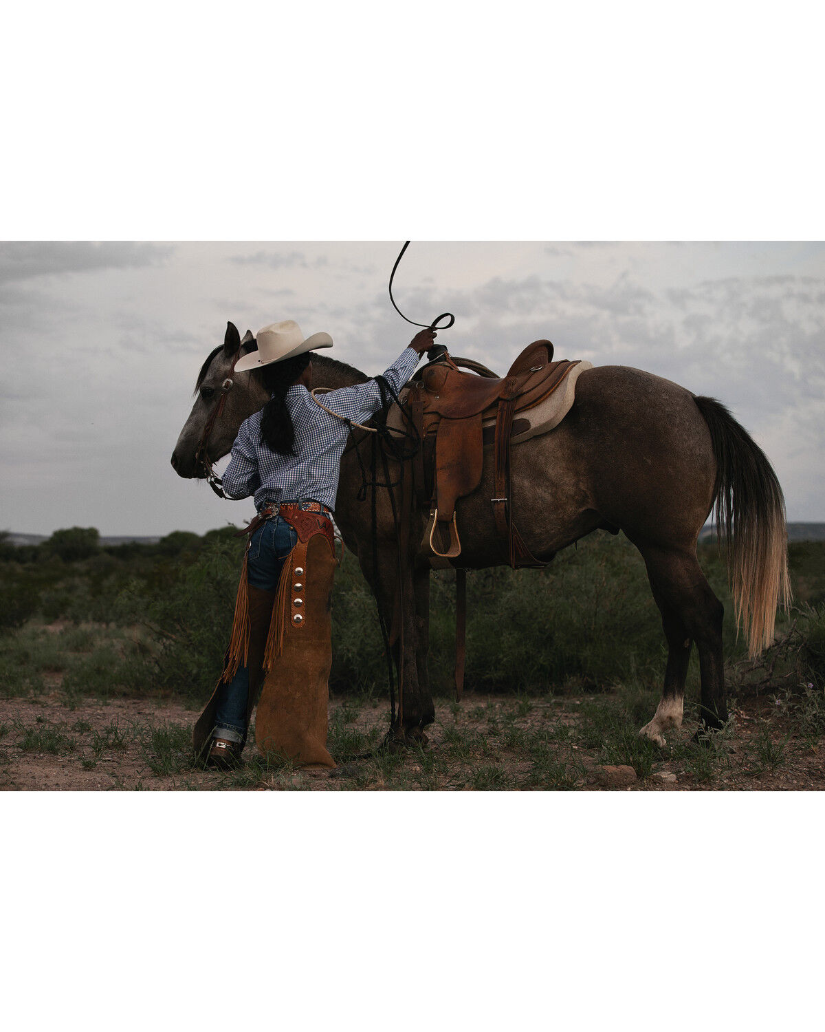 Women's Cowboygirl by Jenna Paulette Gingham Print Long Sleeve Pearl S
