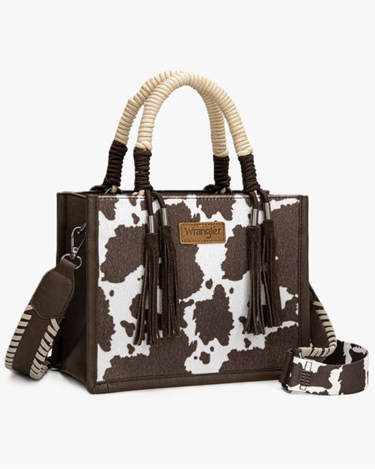 Women's Wrangler Cow Print Crossbody Tote Bag