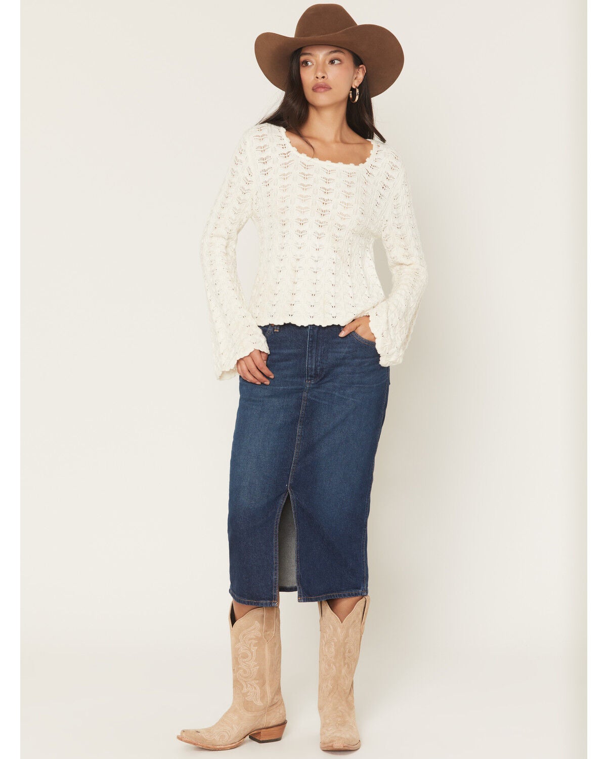 Women's Wrangler Dark Wash Modern Denim Pencil Skirt