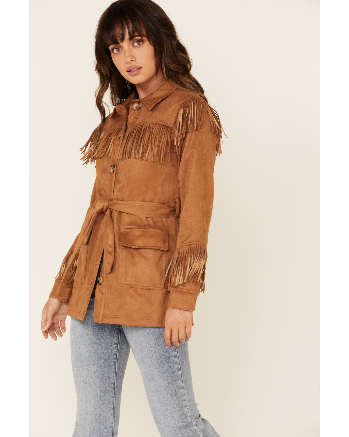 Women's MINKPINK Tan We Are Free Fringe Jacket