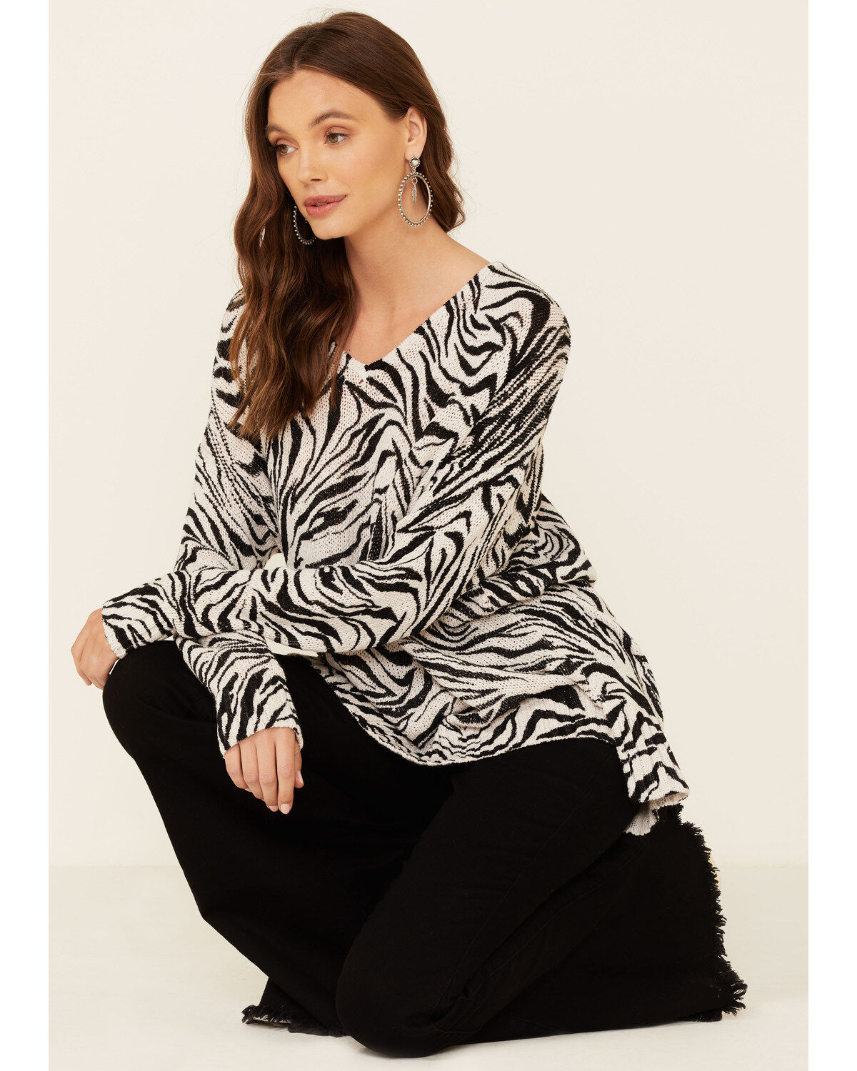 Women's Show Me Your Mumu Zebra Print Hug Me Pullover Sweater