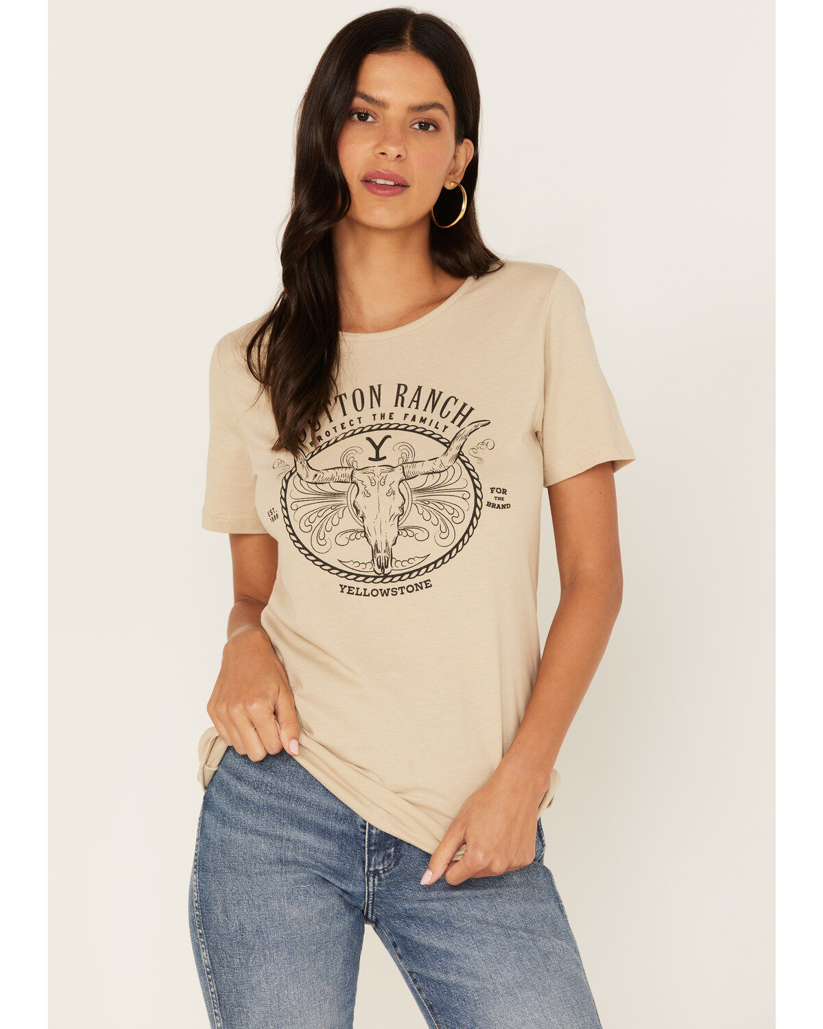 Women's Yellowstone Paramount Network's Ivory Steerhead Rope Graphic T