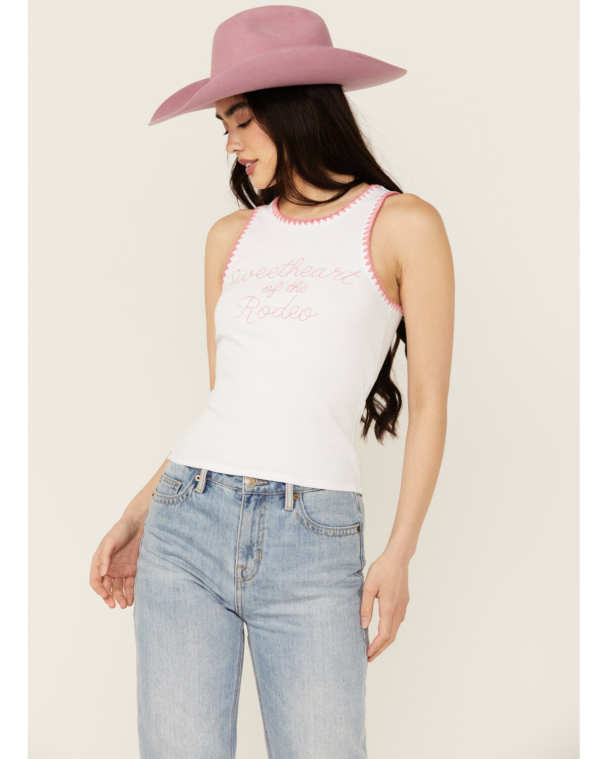 Women's White Crow Embroidered Sweetheart Rodeo Graphic Tank