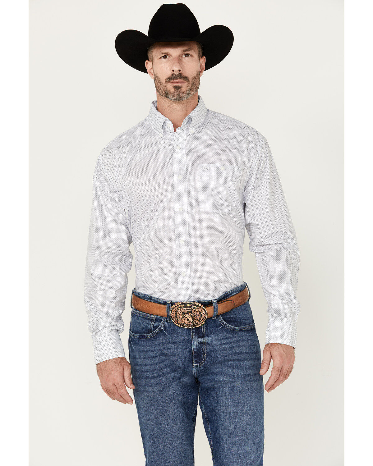 Men's Wrangler Classics Geo Print Long Sleeve Button-Down Western Shir