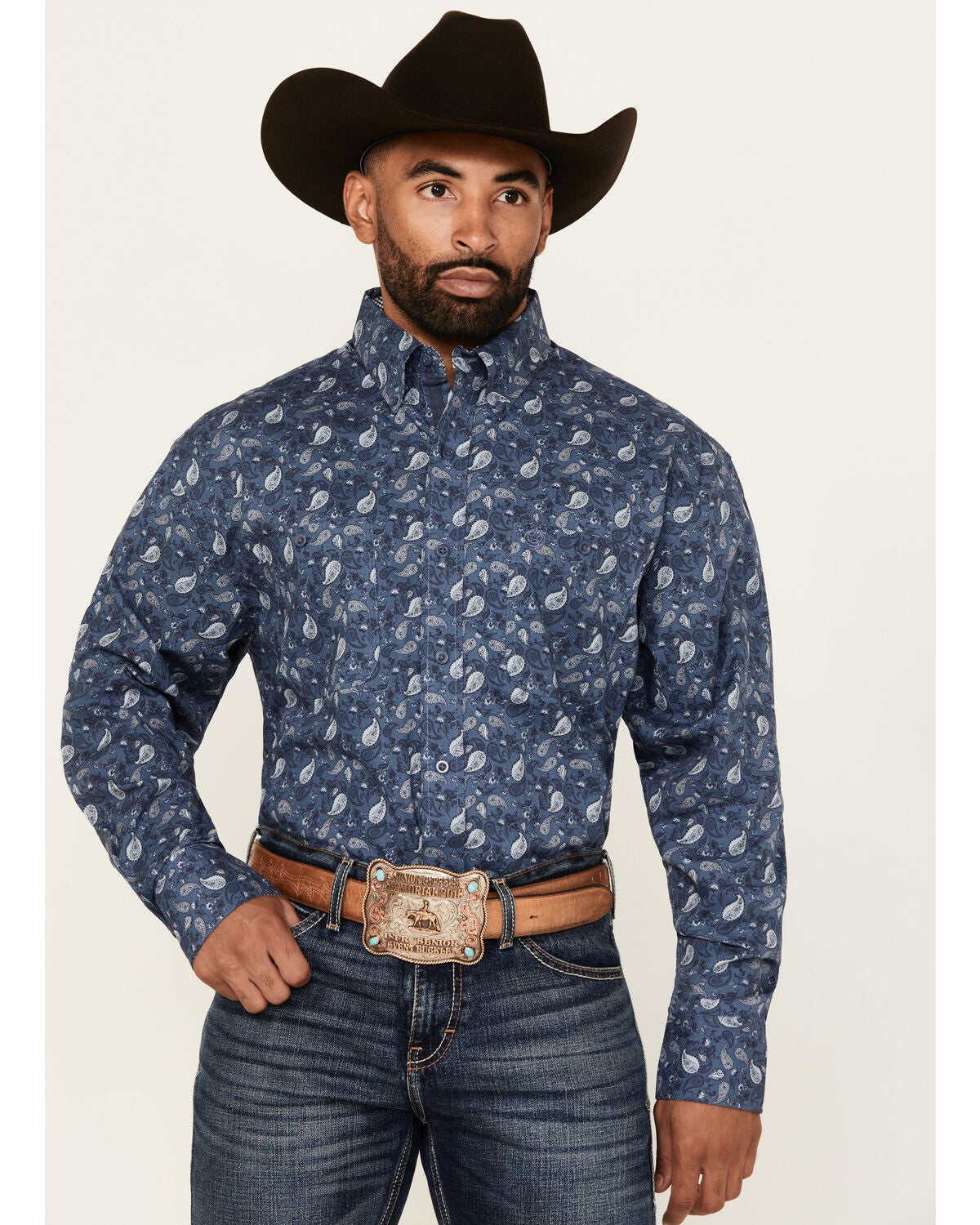Men's Wrangler George Strait by Paisley Print Long Sleeve Button-Down