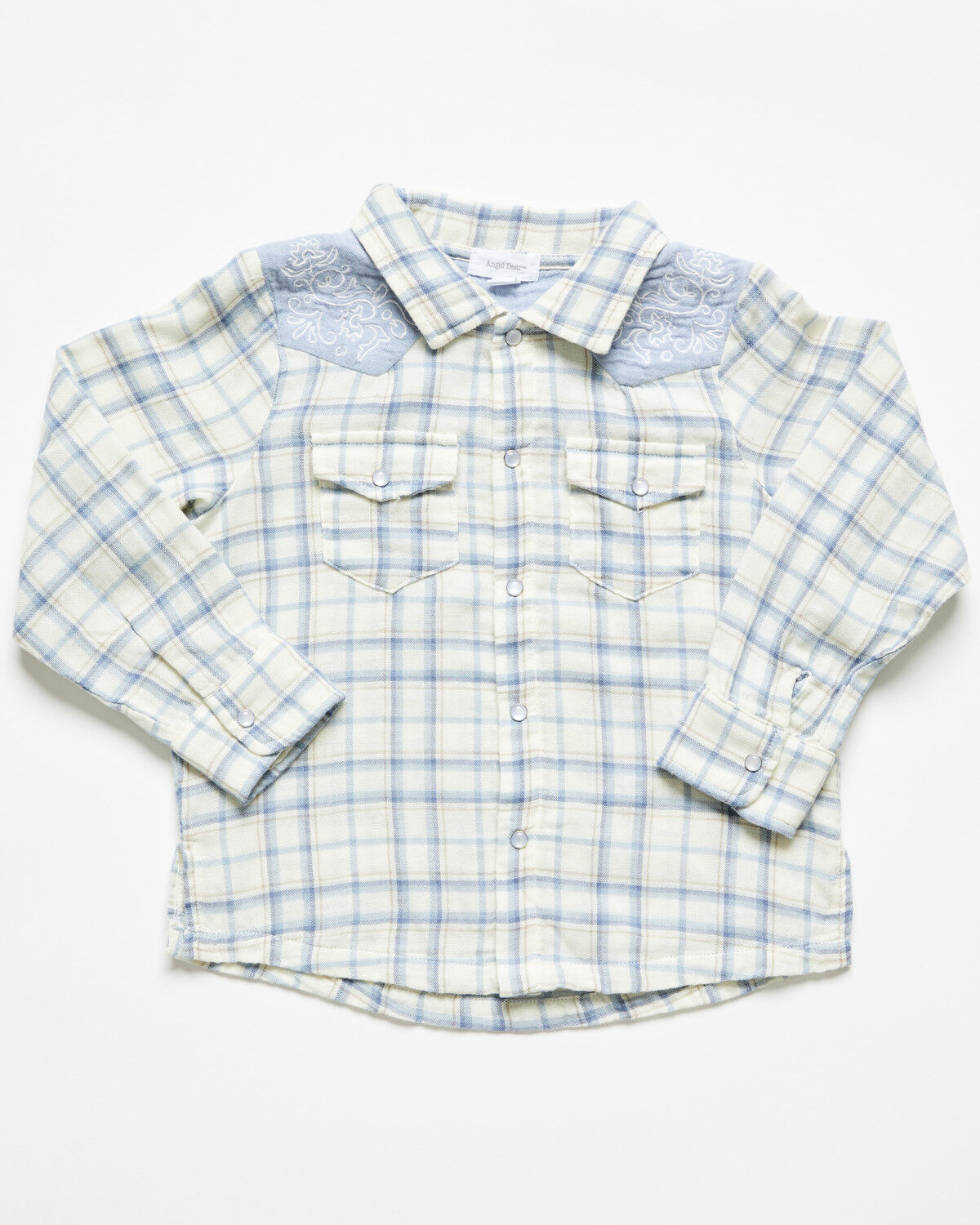 Boys' Angel Dear Toddler Plaid Print Long Sleeve Pearl Snap Western Sh