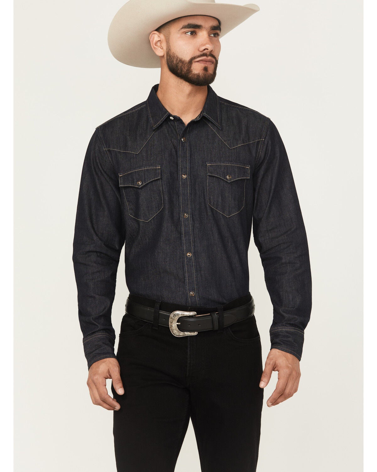 Men's Cody James Black 1978 Long Sleeve Snap Denim Western Shirt