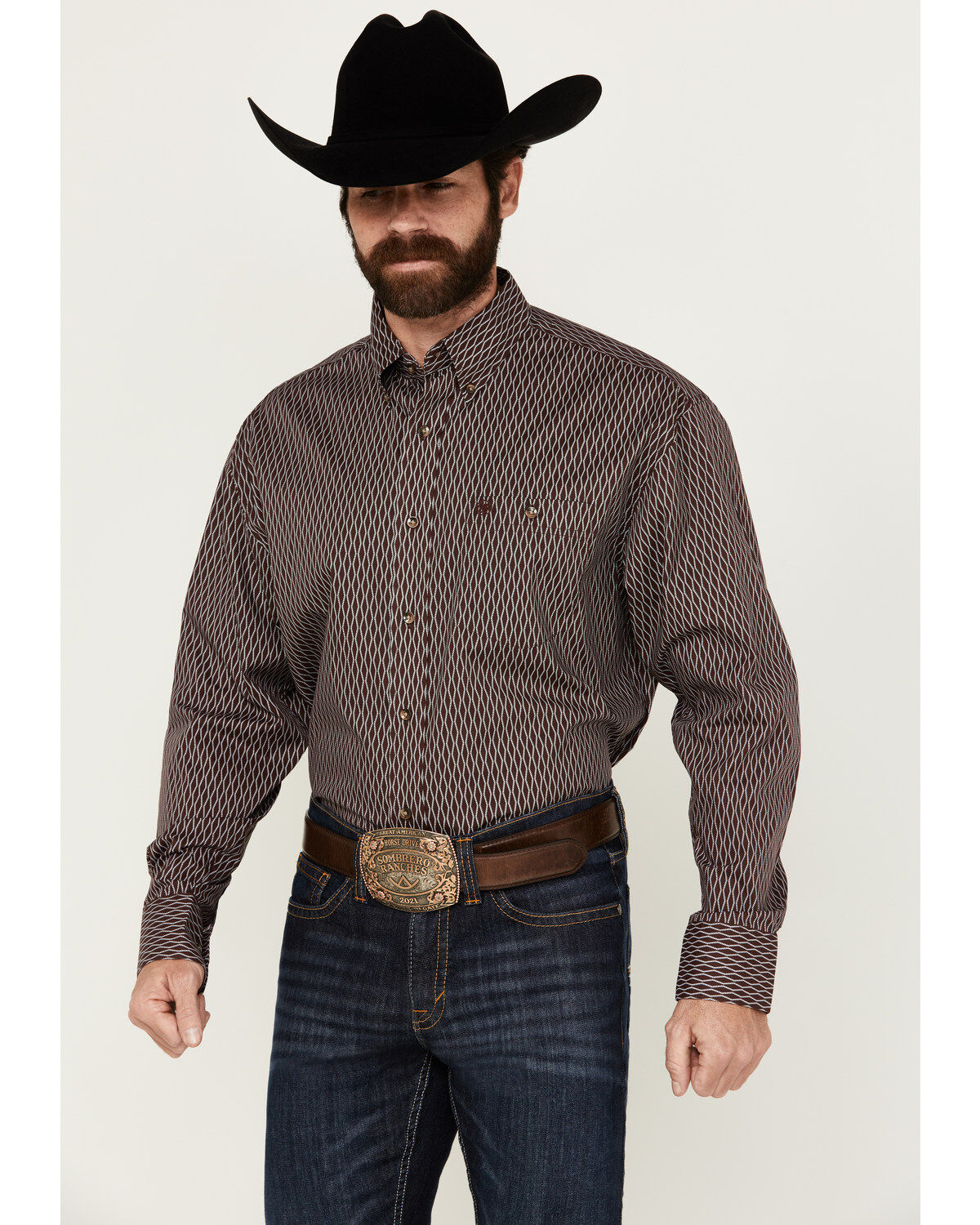Men's Wrangler Classics Geo Print Long Sleeve Button-Down Western Shir