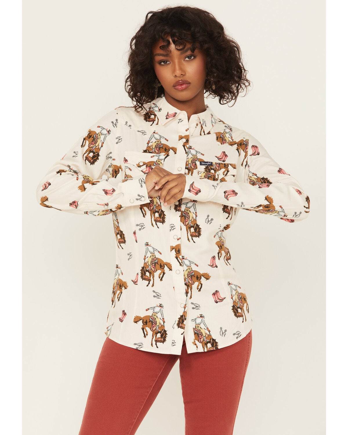 Women's Wrangler Retro Bucking Horse Conversational Print Long Sleeve