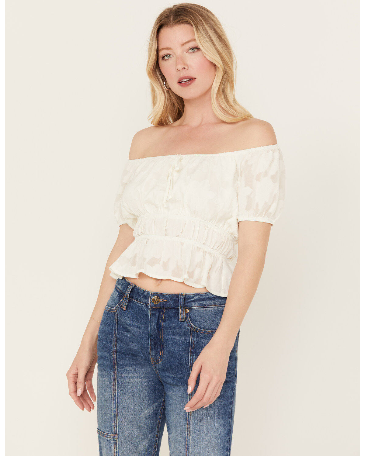 Women's Trixxi Cropped Jaquard Top